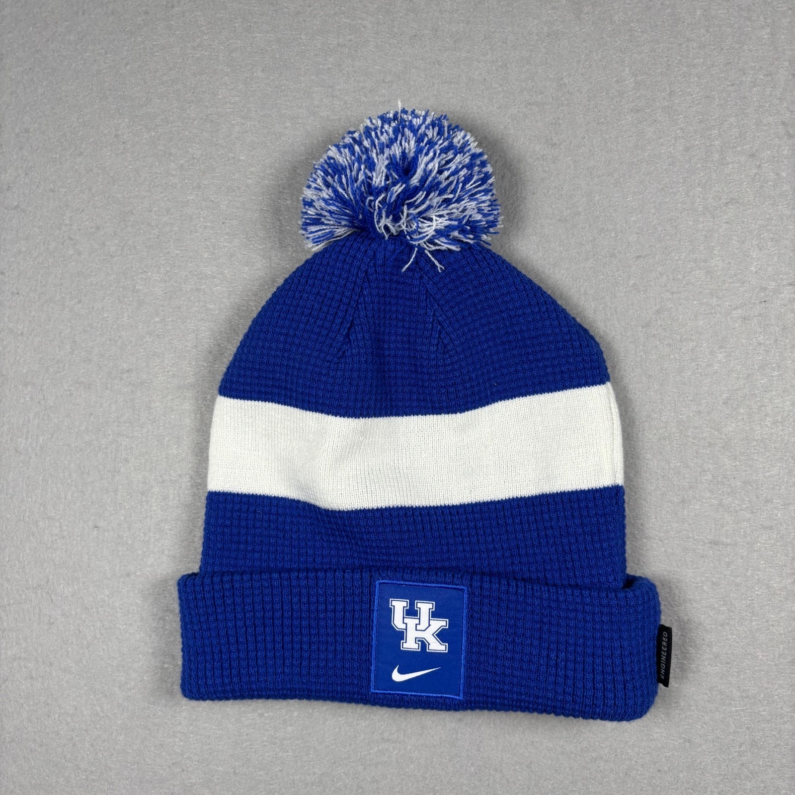 Nike Kentucky Wildcats Beanie Hat Blue White Cuffed Pom Knit Cap Ncaa Unisex Os